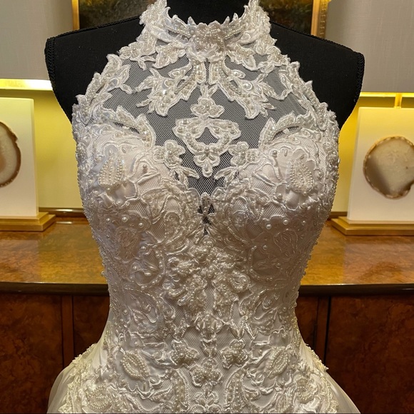 MORI LEE BALL GOWN SATIN WEDDING DRESS SIZE 6 - Picture 8 of 14